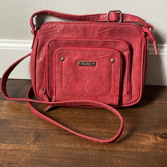 Koltov Handbags - Koltov Red Faux Leather Purse With Shoulder Strap